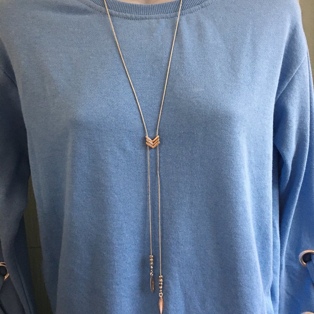 NY & Co. Silvertone Arrow Drop Lariat NWT